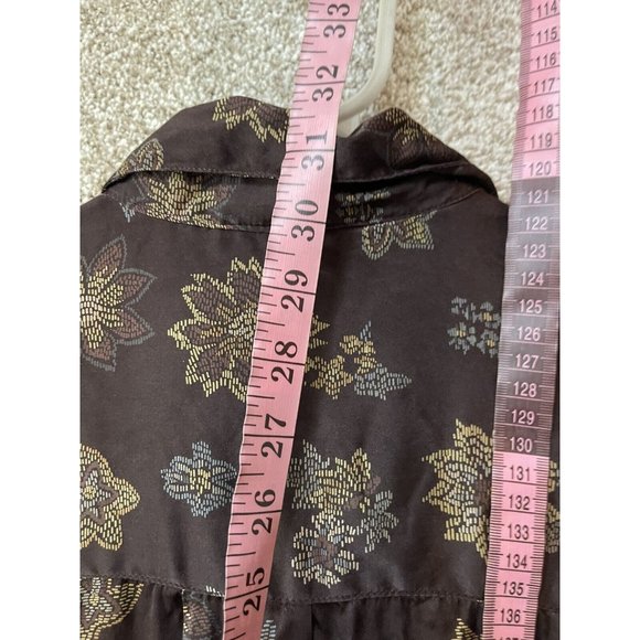 Silk Club Collection Woman’s Silk Button Up Tropical Print Long Sleeve Blouse M - Picture 6 of 6